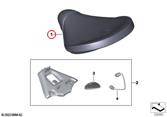 Schwarzer Hommage-Einzelsitz OEM 77342469411 für BMW R 18, R 18 Classic, R 18 Roctane Motorräder. Original BMW Motorrad.