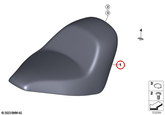 Sella singolo monoposto sport espresso nero OEM 77345A7F050 per moto BMW R 18, R 18 Classic, R 18 Roctane. Originale BMW Motorrad.