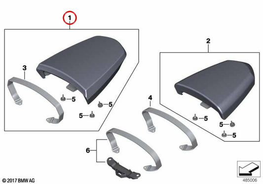 Sella comfort passeggero nera OEM 77348537714 per moto BMW R nineT, R nineT Pure, R nineT Scrambler, R nineT Racer, R nineT Urban G/S. Originale BMW Motorrad