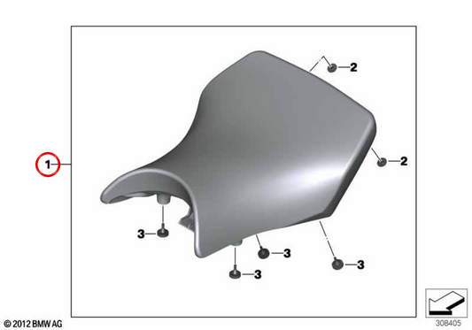 Sella comfort longitudinale 850 mm nero/bianco/rosso OEM 77348544942 per moto BMW HP4, S 1000 RR, S 1000 R... e altro. Originale BMW Motorrad