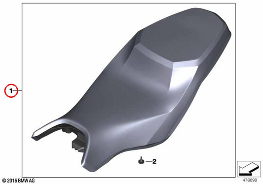 Asiento corrido alto negro OEM 77348562491 para motos BMW G 310 GS y G 310 R. Original BMW Motorrad.