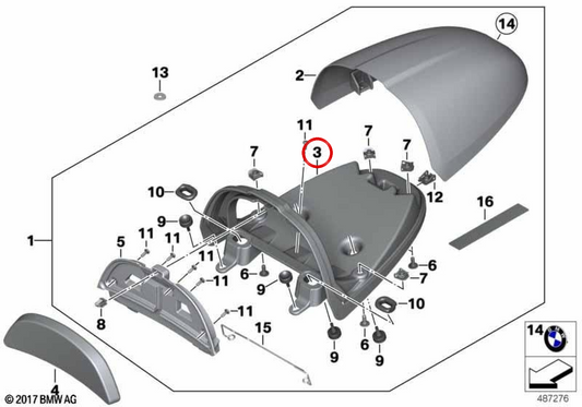 Plaque de base de réservoir OEM 77348565829 pour BMW Motorrad R nineT, R nineT Pure, R nineT Racer. BMW Motorrad d'origine.