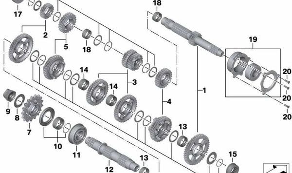 Rodamiento de bolas ranurado 6205 OEM 23008394517 para BMW Motorrad 3/20, R20, R23, R24, R25, R25/2, R26, R27. Original BMW Motorrad.