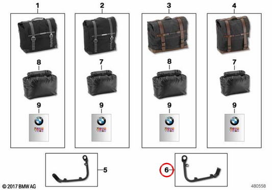 Schwarz lackierter linker Seitengepäckträger OEM 77402451055 für BMW R nineT, R nineT Pure, R nineT Scrambler, R nineT Racer, R nineT Urban G/S… und mehr. Original BMW Motorrad.