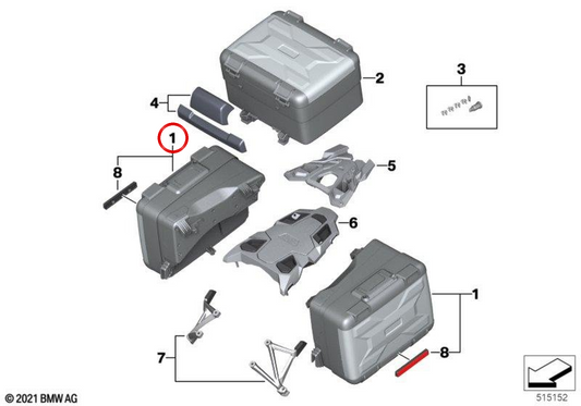 Valise latérale Vario gauche OEM 77407721035 pour motos BMW R 1200 GS, R 1250 GS, R 1200 GS Adventure, R 1250 GS Adventure… et plus. Original BMW Motorrad