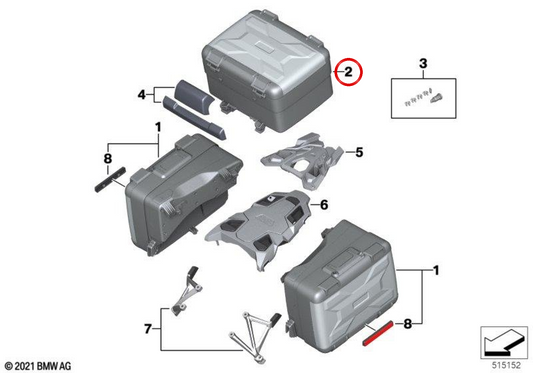 Top case Vario traseiro regulável 25-35 l preto/prata OEM 77407721037 para motos BMW R 1200 GS, R 1250 GS Original BMW Motorrad