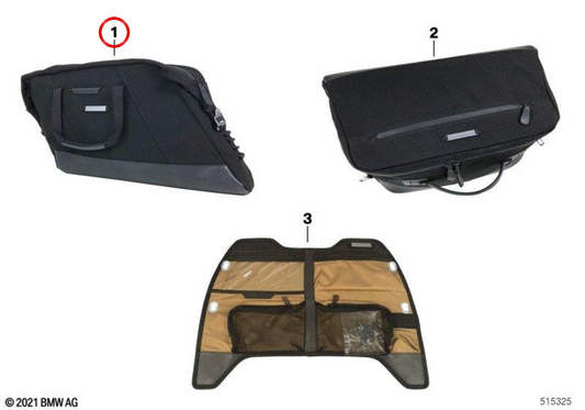 Valigia interna nera OEM 77412465666 per moto BMW R 18 Roctane, R 18 B, R 18 Transcontinental. BMW Motorrad originale.