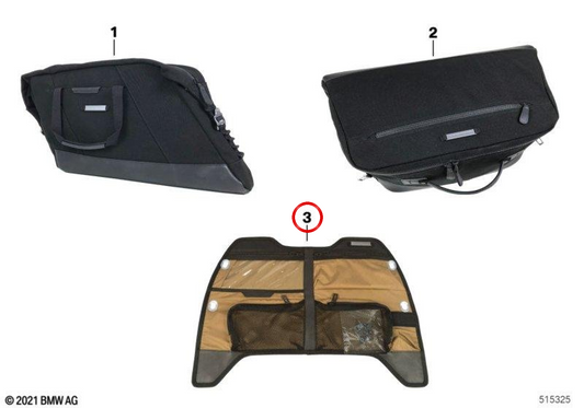 Inner topcase organizer black OEM 77412467604 for BMW Motorrad R 18 B, R 18 Transcontinental. Genuine BMW Motorrad