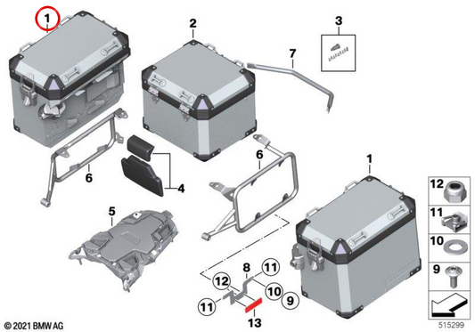 Caixa lateral direita em alumínio 36L preto OEM 77412472174 para BMW Motorrad F 850 ​​​​GS, F 900 GS, F 850 ​​​​GS Adventure, F 900 GS Adventure, R 1200 GS, R 1250 GS, R 1200 GS Adventure, R 1250 GS Adventure. Originais BMW Motorrad.