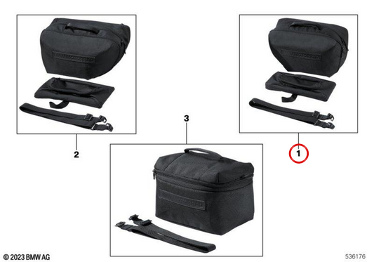 Pochette intérieure gauche pour valise Vario noire OEM 77415A6ED24 pour motos BMW R 1300 GS. Original BMW Motorrad.