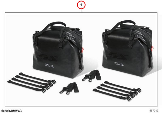 Cartera interior de maleta de aluminio OEM 77415B30A79 para BMW Motorrad R 1300 GS Adventure. Original BMW Motorrad.