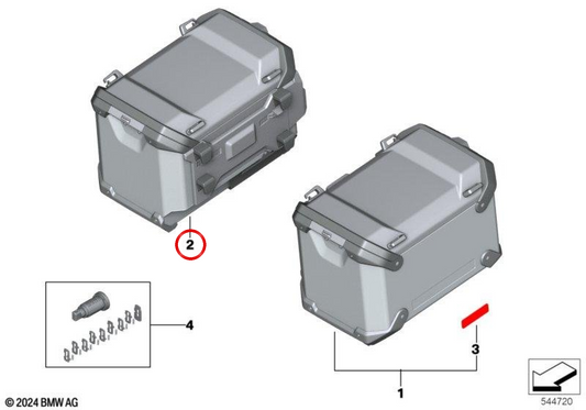 Maleta lateral derecha de aluminio negro OEM 77417105500 para motos BMW R 1300 GS Adventure... y más. Original BMW Motorrad.