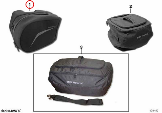 Linke Innentasche für Seitenkoffer OEM 77418556290 für BMW Motorrad S 1000 XR K49 (2015-2019), schwarz, mit Innentasche. Original BMW Motorrad.