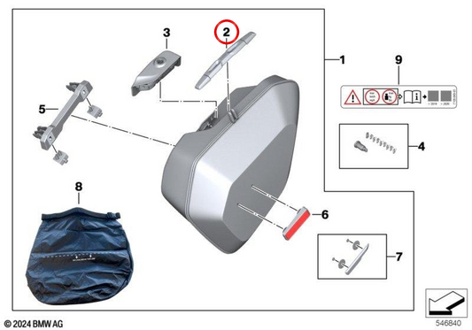 Alça traseira OEM 77419443868 para motocicletas BMW F 900 R, F 900 XR... e muito mais. Originais BMW Motorrad.
