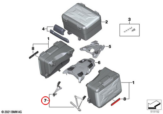 Set di supporti per valigie Vario sinistro e destro nero OEM 77422459692 per moto BMW R 1200 GS, R 1250 GS, R 1200 GS Adventure... e altro. Originale BMW Motorrad