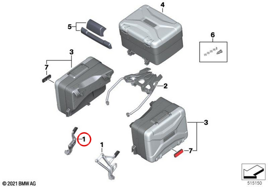 Vario-Gepäckträger-Satz für Vario-Koffer OEM 77428405343 links und rechts für BMW F 750 GS, F 800 GS, F 850 GS, F 900 GS Original BMW Motorrad