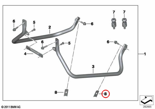 Conjunto de porta-bagagens OEM 77428526190 para motocicletas BMW G 650 GS, G 650 GS Sertão. Originais BMW Motorrad.