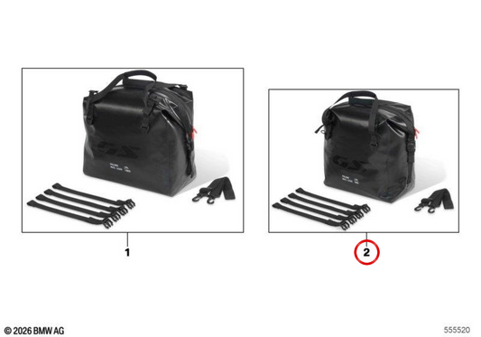 Sac étanche intérieur pour top case petit en aluminium noir OEM 77435B30A80 pour motos BMW R 1300 GS Adventure. Original BMW Motorrad.