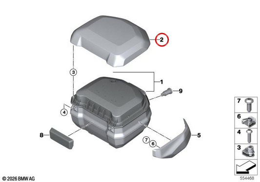 Outdoor Housing Racingblue Metallic OEM 77435B5C061 Aktentasche für BMW Motorrad R 1300 Rs (K63). Originaler BMW Motorrad.