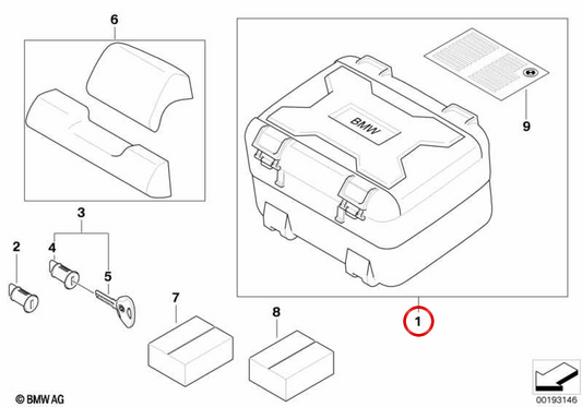 Top case Vario traseiro 25-35 L preto/prata OEM 77438527849 para motos BMW R 1200 GS K25. Original BMW Motorrad.