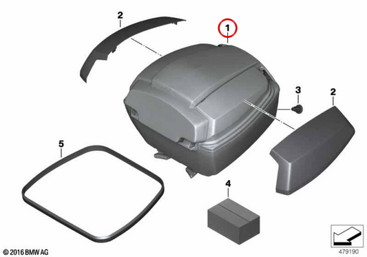 Topcase posteriore impermeabile nero 35 l OEM 77438542047 per moto BMW C evolution, C 600 Sport, C 650 Sport, C 650 GT. Originale BMW Motorrad
