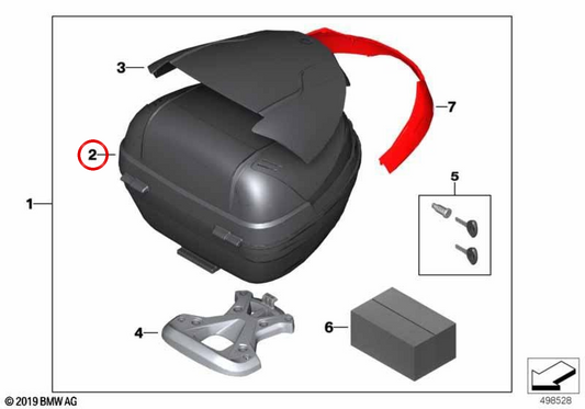 Topcase light OEM 77438559395 para motocicletas BMW C 400 GT, C 400 X, G 310 GS, G 310 R... e muito mais. Originais BMW Motorrad.