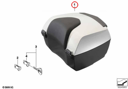 Topcase Touring 49 l mattrot metallic OEM 77438565872 für BMW Motorräder R 1200 RT, R 1250 RT, K 1600 GT, K 1600 GTL. Original BMW Motorrad.