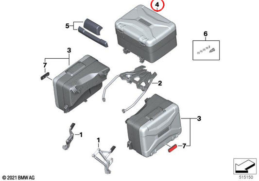 Vario Topcasse arrière 77438569672 pour BMW Motorrad F 750 GS (2018–2023), F 800 GS (2023-2026), F 850 ​​GS (2018–2023). Résistant, extensible de 25 à 35L, étanche. BMW original Motorrad.
