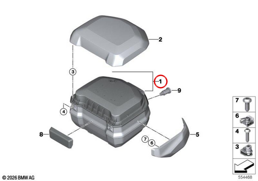 Electrified top case 39 l with central locking, interior light and USB-C OEM 77438829681 for BMW R 1300 RS (KA5) Original BMW Motorrad
