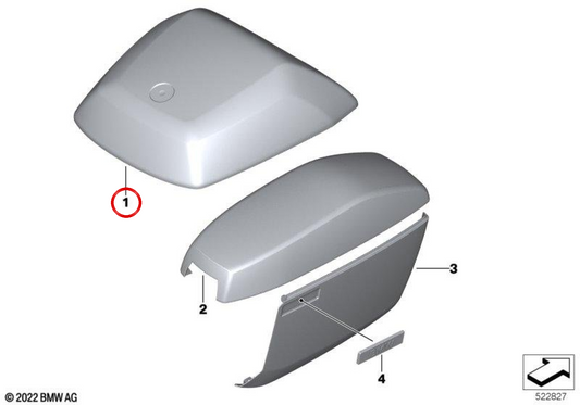 Carcaça exterior da tampa superior topcase 30 l Light White OEM 77439457027 para motos BMW R 1250 R, R 1250 RS, S 1000 XR, F 900 XR, C 400 GT, C 400 X, G 310 GS, G 310 R... e mais. Original BMW Motorrad