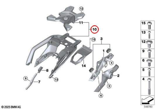 Porta-bagagens traseiro em alumínio com acoplamento magnético OEM 77445888001 para motos BMW R 1300 GS (KA1, 0M21) Original BMW Motorrad