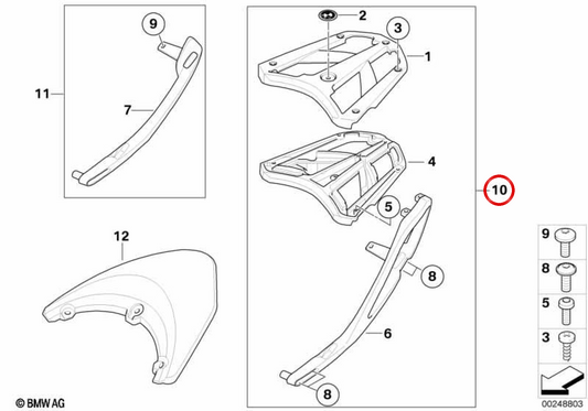 OEM-Heckgepäckträger-Satz 77448521412 für BMW Motorrad R 1200 R K27 (2010–2014). Original BMW Motorrad.