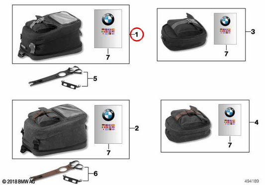 Sacoche de réservoir noire 11 l OEM 77452451057 pour motos BMW R nineT, R nineT Pure, R nineT Scrambler, R nineT Racer, R nineT Urban G/S. Original BMW Motorrad.