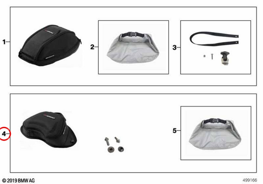 Sacoche de réservoir noire 1,5 L OEM 77452463725 pour motos BMW M 1000 R, S 1000 R, M 1000 RR, S 1000 RR... et plus. Original BMW Motorrad.