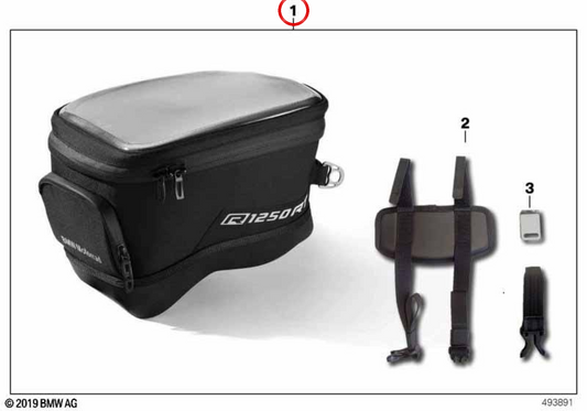 Bolsa sobredepósito negra 11 litros OEM 77452465325 para motos BMW R 1200 RT, R 1250 RT. Original BMW Motorrad.
