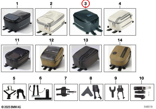 Bolsa sobredepósito pequeña negra/azul 5 l OEM 77455A0E752 para motos BMW R 1300 GS, R 1250 GS, R 1250 RT, R nineT, S 1000 XR, F 900 XR, G 310 GS... y más. Original BMW Motorrad