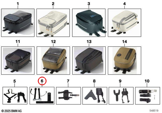 Kit de conexión para bolsa sobredepósito OEM 77455A31318 para motos BMW F 900 R y F 900 XR. Original BMW Motorrad.