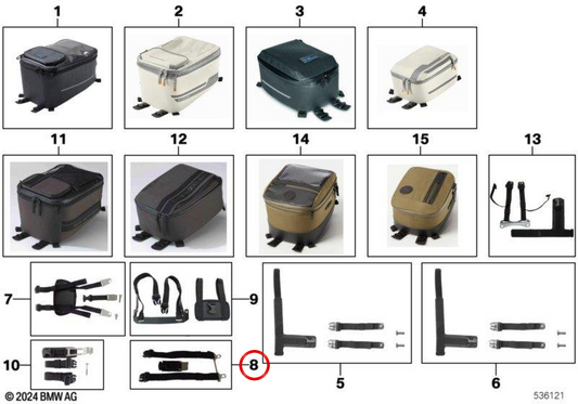 Connessione per borsa serbatoio OEM 77455A5CE48 per moto BMW R 1300 GS (KA1) dal 06/2023. Originale BMW Motorrad.