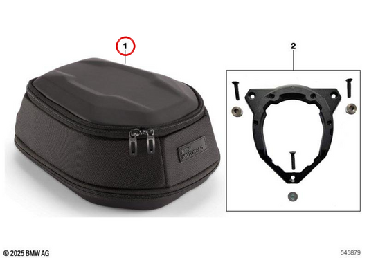 Borsa serbatoio nera 5-8 l OEM 77455B3EAA3 per moto BMW R 1300 R, R 1300 RS. Originale BMW Motorrad