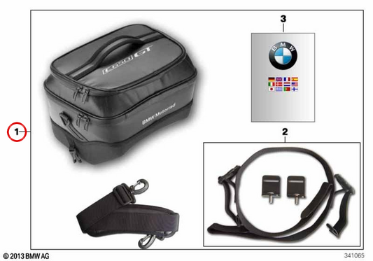 Sacoche de tunnel central noire 12 l OEM 77458527014 pour motos BMW C 650 GT (K19) Original BMW Motorrad