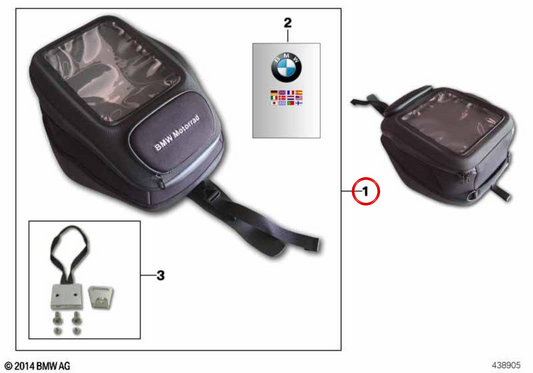 Bolsa sobredepósito negra 13 l OEM 77458545898 para motos BMW S 1000 RR K46, S 1000 R K47. Original BMW Motorrad