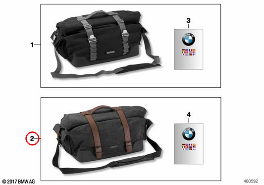 Bolsa traseira edição couro 40 l black washed OEM 77492451076 para motos BMW R nineT, R nineT Pure, R nineT Scrambler, R nineT Racer, R nineT Urban G/S. Original BMW Motorrad