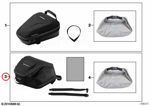 Bolsa trasera negra 20 l OEM 77492463726 para motos BMW S 1000 R, S 1000 RR, M 1000 R… y más. Original BMW Motorrad.