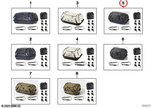 Bolsa trasera grande Adventure Collection oliva/negro OEM 77495A503B9 para motos BMW R 1300 GS, R 1250 GS Adventure, R 1250 RT, S 1000 XR, F 900 XR... y más. Original BMW Motorrad.