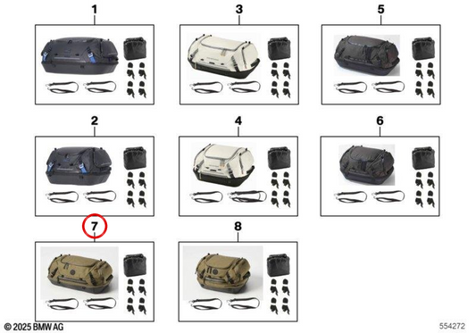 Bolsa trasera grande Softfuel verde/negro OEM 77495A75E39 para motos BMW R 1300 GS, R 1250 GS Adventure, R 1250 RT, S 1000 XR, F 900 GS, K 1600 GT… y más. Original BMW Motorrad