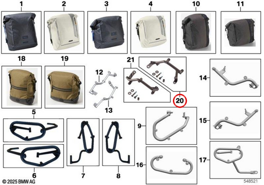 Suporte para bolsa lateral direita OEM 77495A844B2 para moto BMW R 12 G/S (KR2, 0N21) Original BMW Motorrad