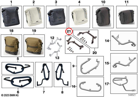 Suporte de bolsa lateral esquerda OEM 77495A844B3 para motos BMW R 12 G/S (KR2, 0N21) Original BMW Motorrad