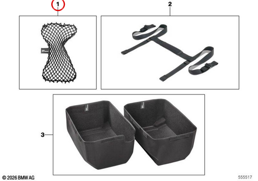 OEM 77495B304D4 Aufbewahrungsnetz für Aluminiumkoffer der BMW R1300GS Adventure. Original BMW Motorrad.