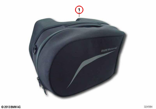 Maletín interior derecho para maleta de viaje negro OEM 77498534715 para motos BMW F 800 GT, F 800 R... y más. Original BMW Motorrad