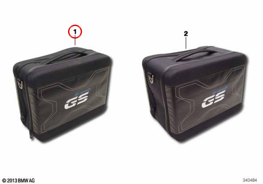 Estojo interior Vario esquerdo preto OEM 77498536210 para motos BMW R 1250 GS, R 1250 GS Adventure, R 1200 GS, F 850 GS, F 800 GS, F 750 GS... e mais. Original BMW Motorrad